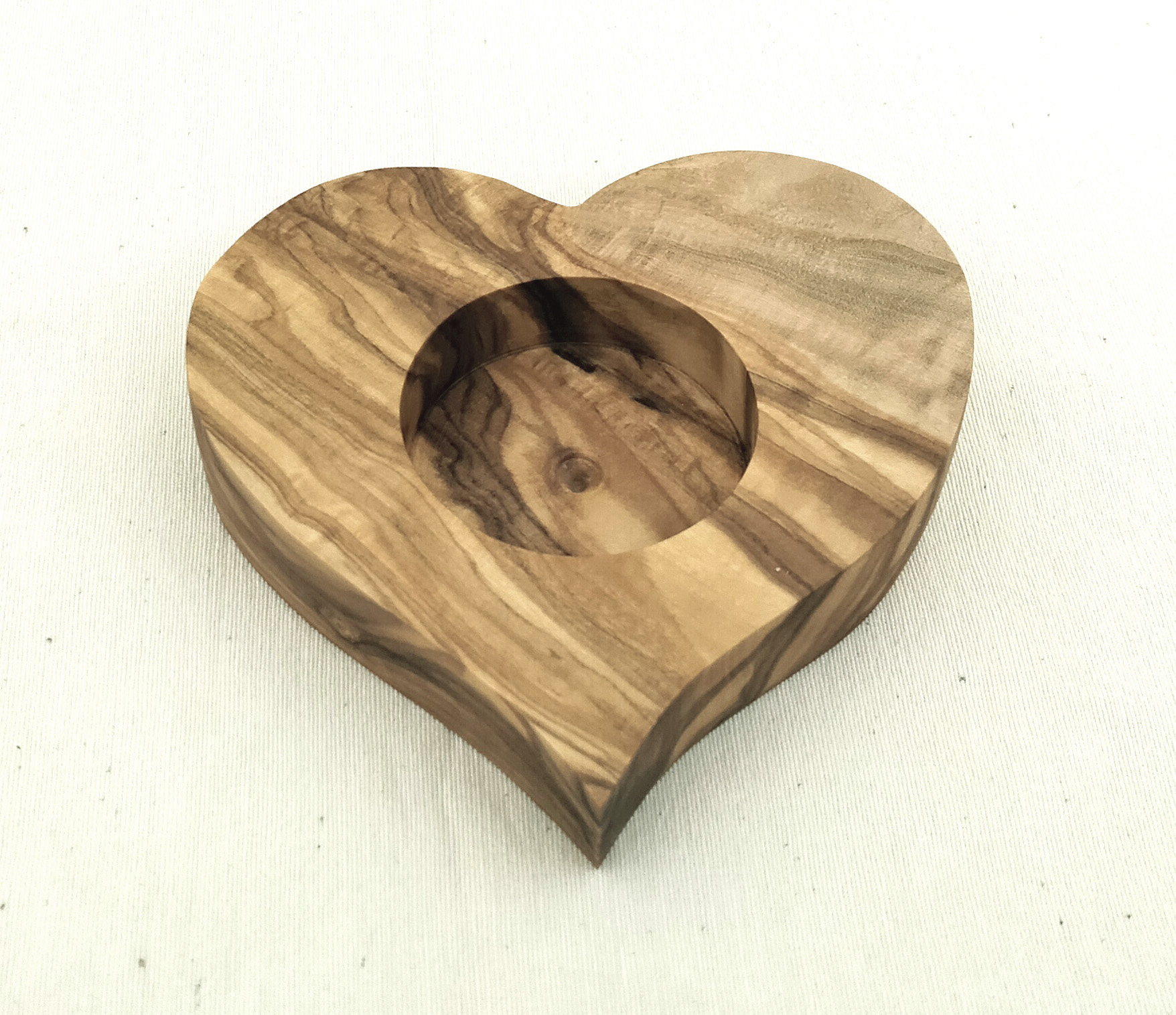 Olive Wood Heart Candle