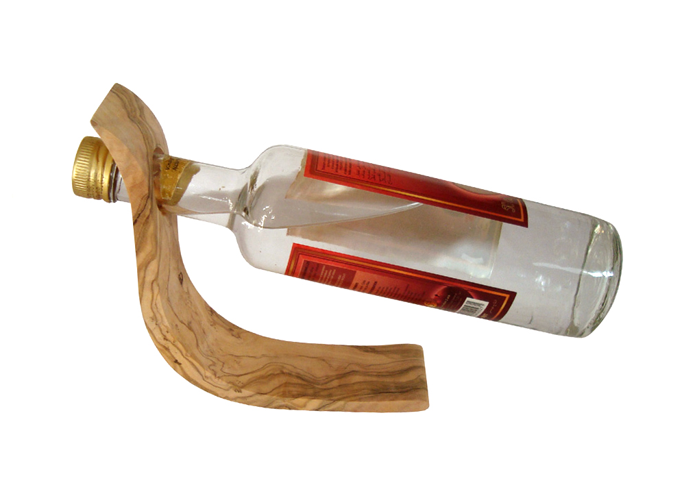 Olive Wood Bottle Holder Mo2