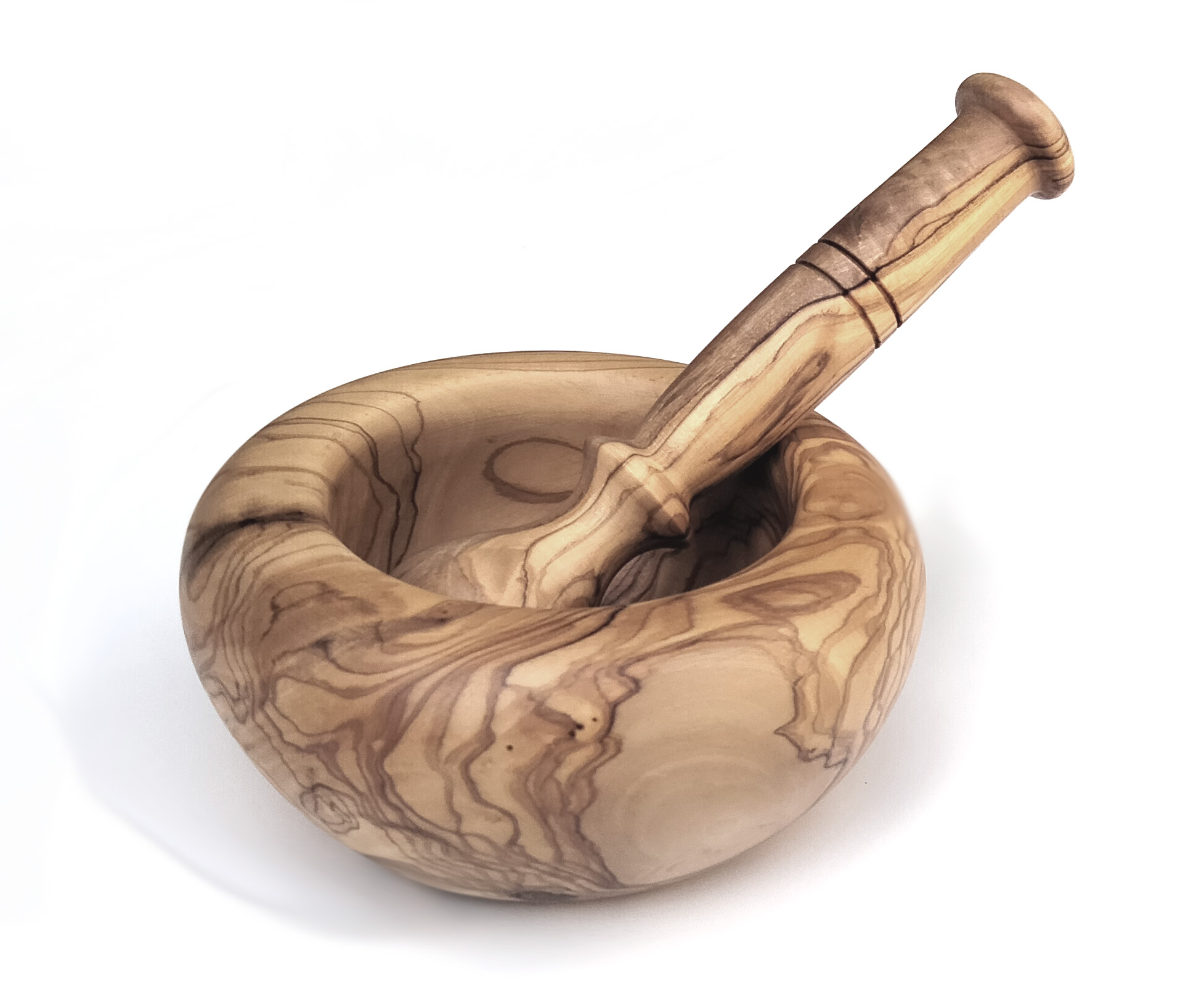 Olive Wood Round Mortar 10-12-14cm